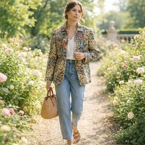 Draper & Damon's Vintage Floral Tapestry Jacket M Cottagecore Garden Academia